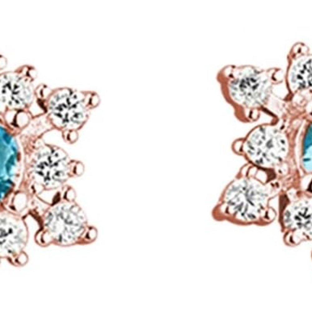 Solid 925 Sterling Silver Sparkling Blue Crystal … - image 1